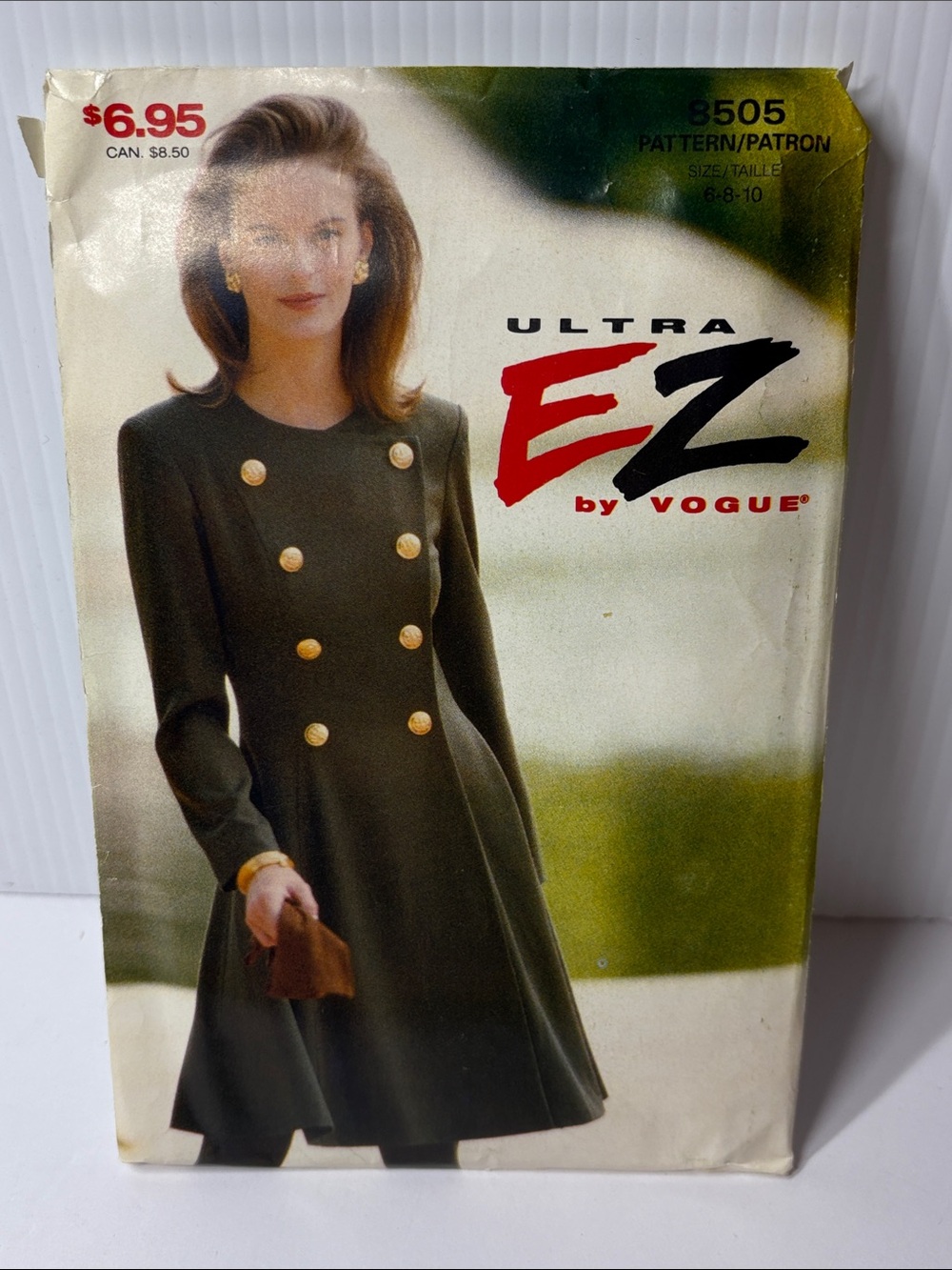 Vogue Double-Breasted Long Sleeve Dress Pattern 8505 Vintage sizes 6-10